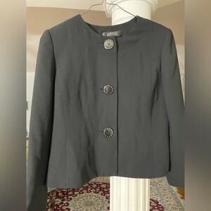 Kasper Women's Classic Black Blazer size 12 petite. Thee Buttons closure